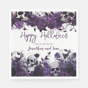 Serviette En Papier Halloween crâne violet