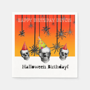 Serviette En Papier Halloween crânes d'anniversaire avec des casquette