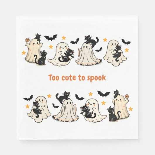 Serviette En Papier Halloween Cute Funny Éffrayant Ghost Chat - Automn (Devant)