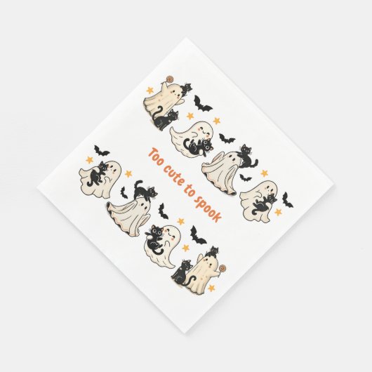 Serviette En Papier Halloween Cute Funny Éffrayant Ghost Chat - Automn (Coin)