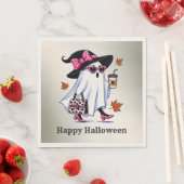 Serviette En Papier Halloween Cute Stylish sorcière Ghost Coffee Cup (En situation)