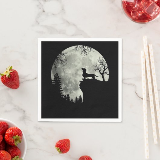 Serviette En Papier Halloween Dachshund Et Lune (En situation)