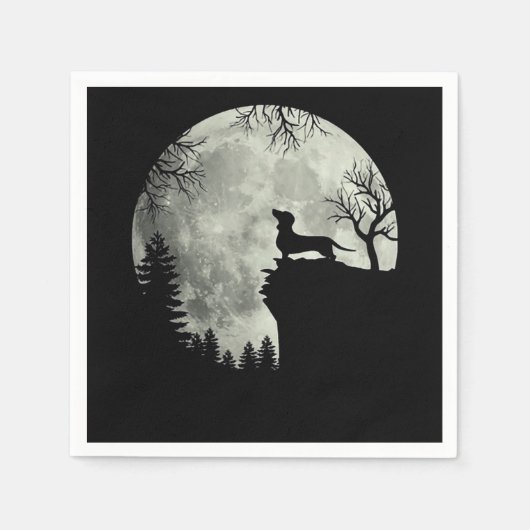 Serviette En Papier Halloween Dachshund Et Lune (Devant)