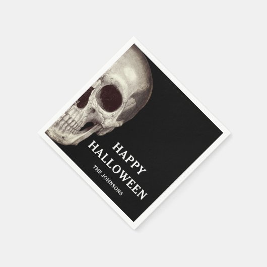 Serviette En Papier Halloween d'adulte à crâne noir (Coin)