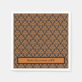 Serviette En Papier Halloween Damask victorien noir orange (Devant)