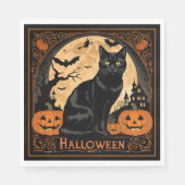 Serviette En Papier Halloween de chat de Kitty noir (Devant)