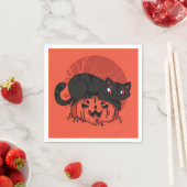 Serviette En Papier Halloween de chat noir (En situation)