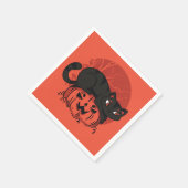Serviette En Papier Halloween de chat noir (Coin)