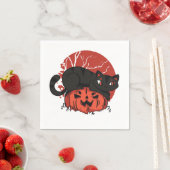 Serviette En Papier Halloween de chat noir (En situation)