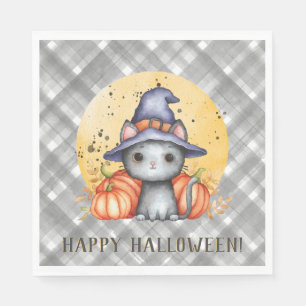 Serviette En Papier Halloween de chat noir lunaire