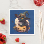 Serviette En Papier Halloween de chats noirs mignons (En situation)
