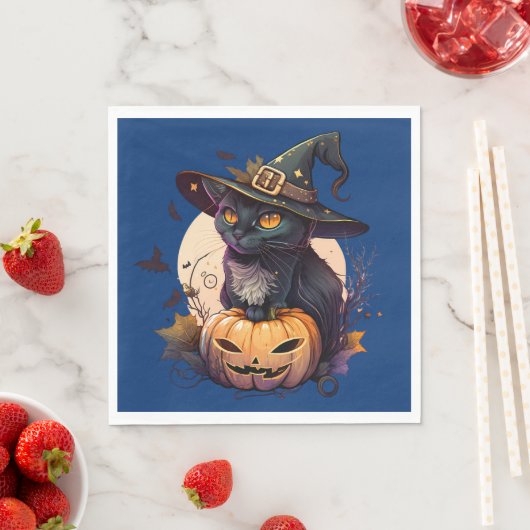 Serviette En Papier Halloween de chats noirs mignons (En situation)