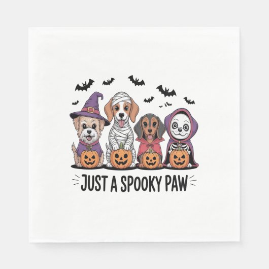 Serviette En Papier Halloween de chien juste un paw Éffrayant (Devant)