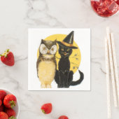 Serviette En Papier Halloween de hibou et de chat (En situation)