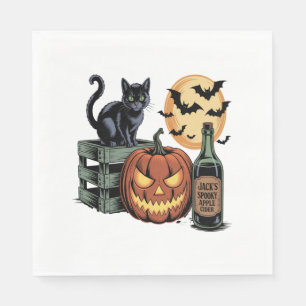Serviette En Papier Halloween de la bière de chat citrouille