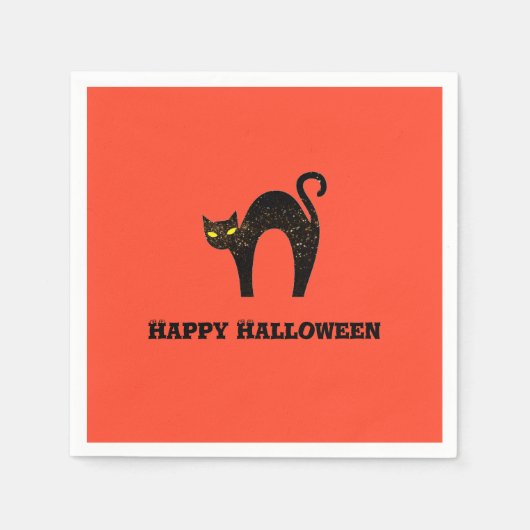 Serviette En Papier Halloween déplaisant en chat noir (Devant)