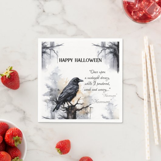 Serviette En Papier Halloween déplaisant noir corbeau heureux (En situation)