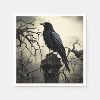 Serviette En Papier Halloween Déplaisant Raven cimetière cimetière got