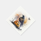 Serviette En Papier Halloween du corbeau d'aquarelle (Coin)