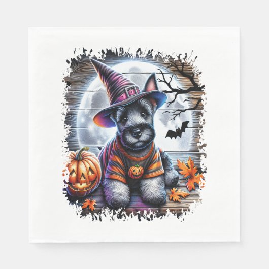 Serviette En Papier Halloween écossais de chien de Terrier (Devant)