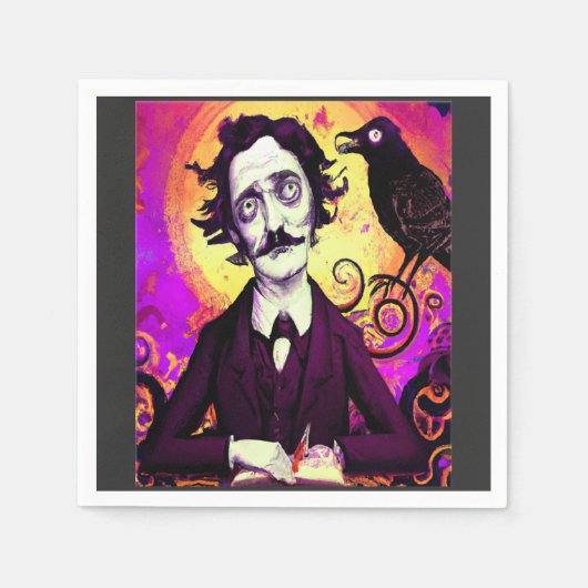 Serviette En Papier Halloween, Edgar Allen Poe, Raven, Nevermore (Devant)