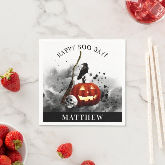 Serviette En Papier Halloween éffrayant Anniversaire Citrouille Crow C (En situation)