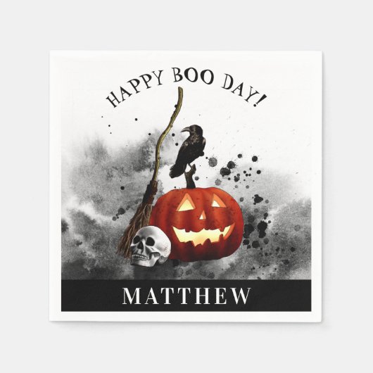 Serviette En Papier Halloween éffrayant Anniversaire Citrouille Crow C (Devant)