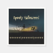 Serviette En Papier Halloween éffrayant Château de sorcières chauves-s (Devant)