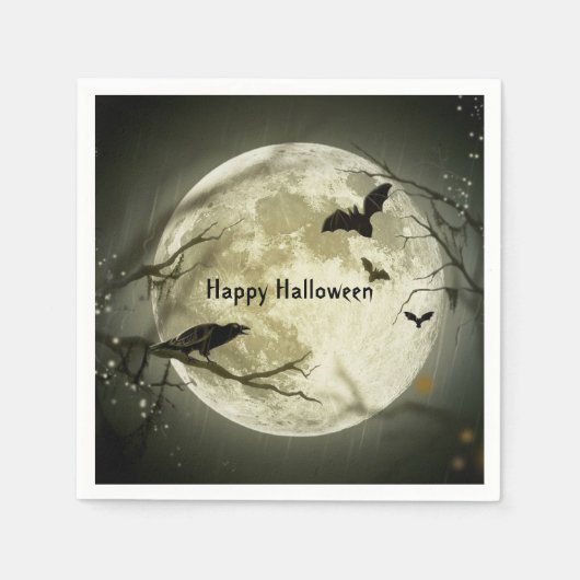 Serviette En Papier Halloween éffrayant chauves-souris (Devant)