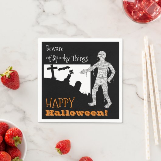 Serviette En Papier Halloween Éffrayant chauves-souris cimetière maman (En situation)