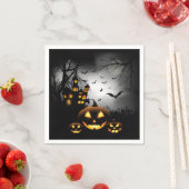 Serviette En Papier Halloween - Éffrayant Citrouille gris lune - All O (En situation)