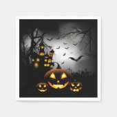 Serviette En Papier Halloween - Éffrayant Citrouille gris lune - All O (Devant)