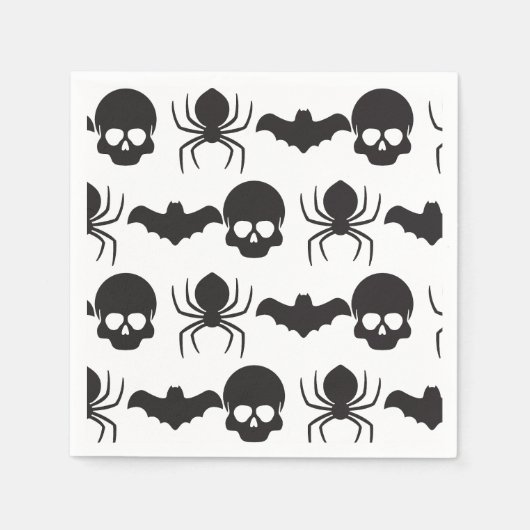 Serviette En Papier Halloween Éffrayant déplaisant - Crâne, araignée e (Devant)