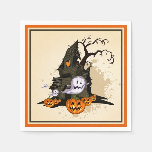 Serviette En Papier Halloween éffrayant Haunted House (Devant)