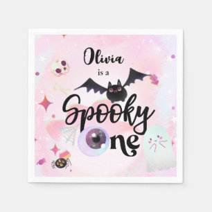 Serviette En Papier Halloween Éffrayant ONE 1ER Anniversaire rose