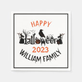 Serviette En Papier Halloween Éffrayant Typographie Concept Design (Devant)