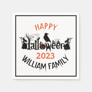 Serviette En Papier Halloween Éffrayant Typographie Concept Design