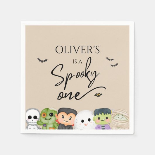 Serviette En Papier Halloween Éffrayant un 1er anniversaire (Devant)