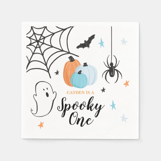 Serviette En Papier Halloween Éffrayant un 1er anniversaire Citrouille (Devant)