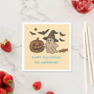 Serviette En Papier Halloween éffrayante - Fantômes, chauves-souris et
