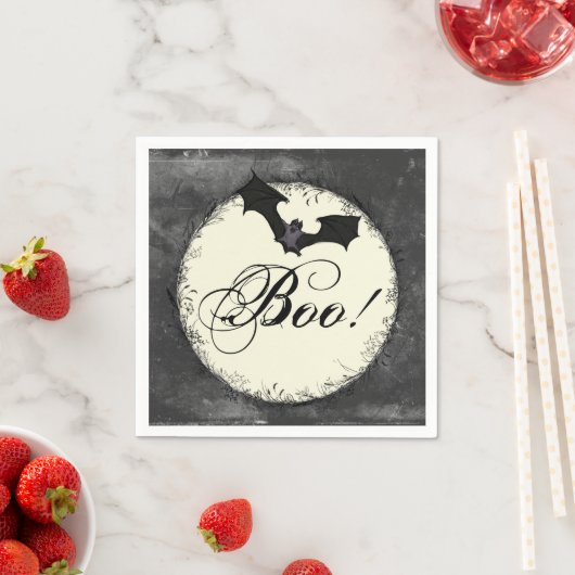 Serviette En Papier Halloween élégant Bat Boo (En situation)