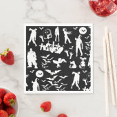 Serviette En Papier Halloween en noir et blanc Zombie Collage (En situation)