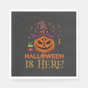 Serviette En Papier Halloween Est Là Chapeau De Sorcière Citrouille Ch