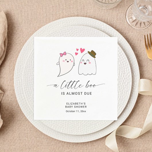 Serviette En Papier Halloween Fall Little Boo Baby shower QR Code