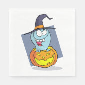 Serviette En Papier Halloween fantôme en sorcière Éffrayante Citrouill (Devant)