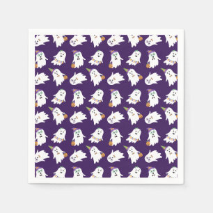 Serviette En Papier Halloween Fantômes Tricoter Ou Traiter