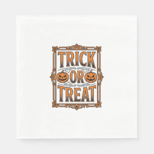 Serviette En Papier Halloween Farce Friandise Citrouille Crânes Gravur