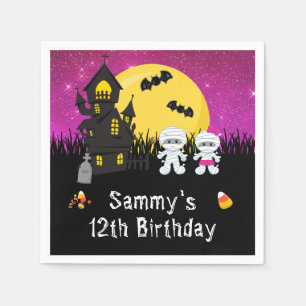 Serviette En Papier Halloween fête d'anniversaire maman rose