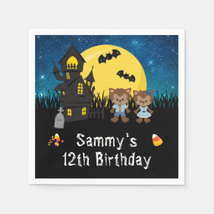 Serviette En Papier Halloween fête d'anniversaire Werewolf Blue