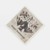 Serviette En Papier Halloween Fleurs roses mal chauve Feuilles verts c (Coin)